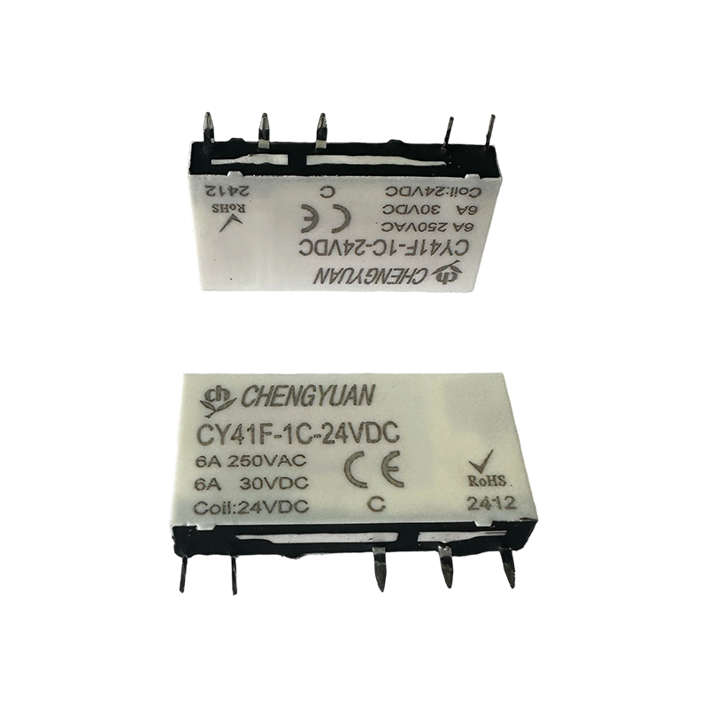CY41F-relais, slank stroomrelais, 41F-relais, signaalrelais, 5-pins PCB 6A klein relais.